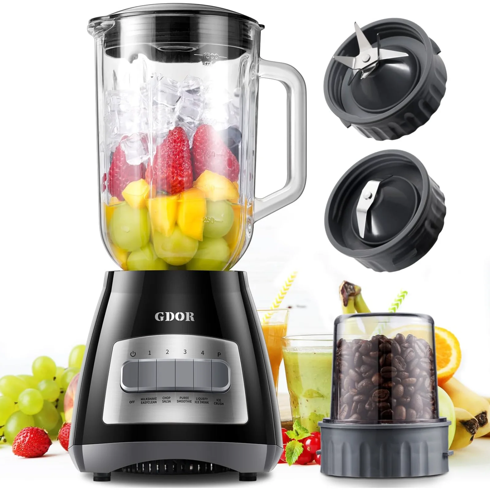GDOR Glass Jar 9-Function Blender